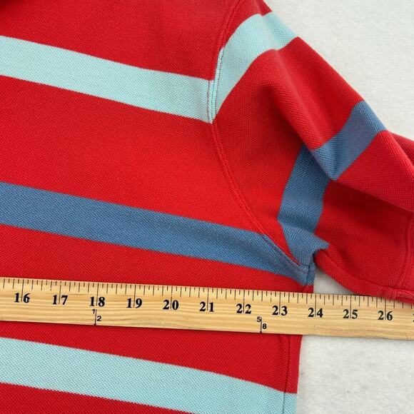 The Foundry Polo Shirt Mens Size L Tall Orange Blue Stripe Textured Knit - Picture 6 of 8